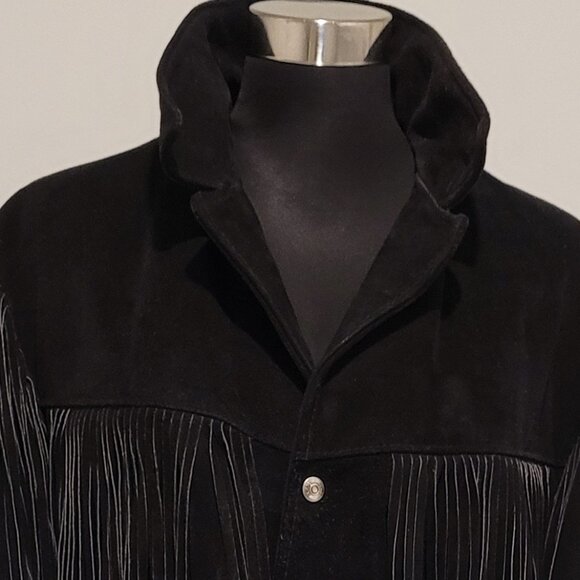 Authentic SCHOTT WESTERN SUEDE FRINGE JACKET Made in USA Black Men's Size 44 - Picture 6 of 12